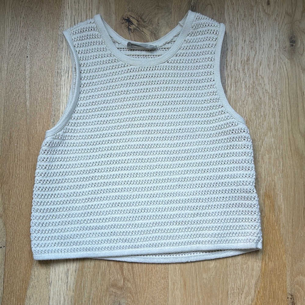 Everlane Cream Crochet Tank Top